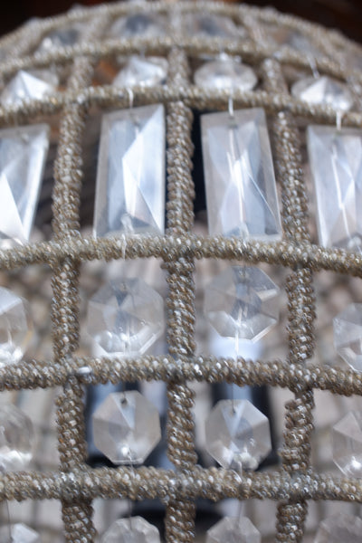 Antique French Style Large Round Ball CUT GLASS Crystal Chandelier Ceiling Light