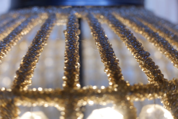 Antique French Style Large Round Ball CUT GLASS Crystal Chandelier Ceiling Light