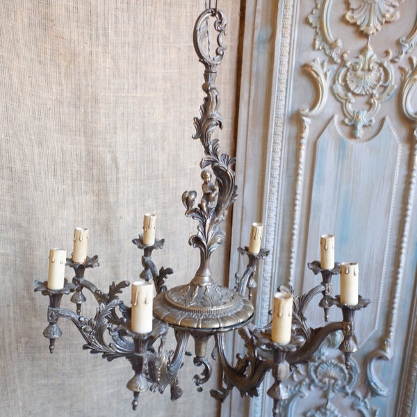 Antique Bronze 8 Arm Large CHERUB Chandelier Pendant Ceiling Light