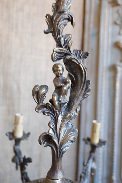 Antique Bronze 8 Arm Large CHERUB Chandelier Pendant Ceiling Light
