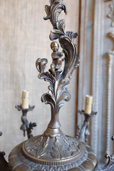 Antique Bronze 8 Arm Large CHERUB Chandelier Pendant Ceiling Light