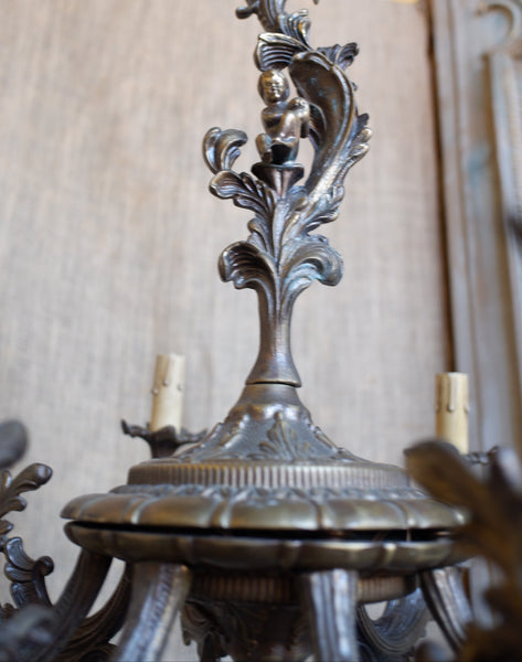 Antique Bronze 8 Arm Large CHERUB Chandelier Pendant Ceiling Light