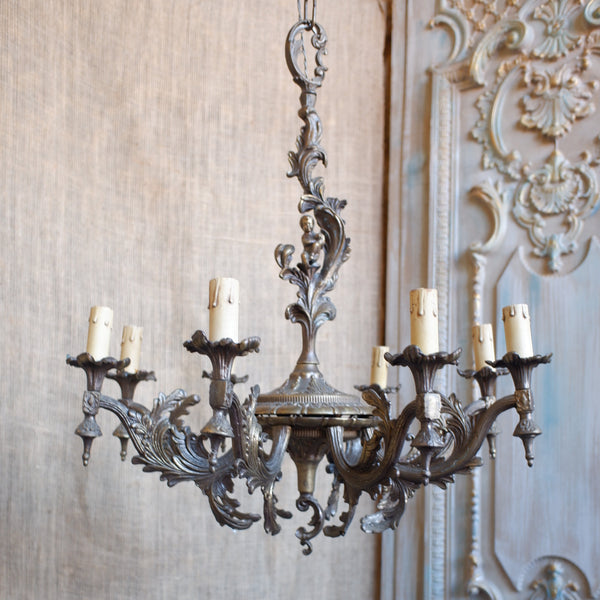 Antique Bronze 8 Arm Large CHERUB Chandelier Pendant Ceiling Light