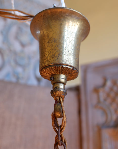 Antique French Empire Brass 5 Arm Large LEAD Crystal Chandelier Pendant Ceiling Light