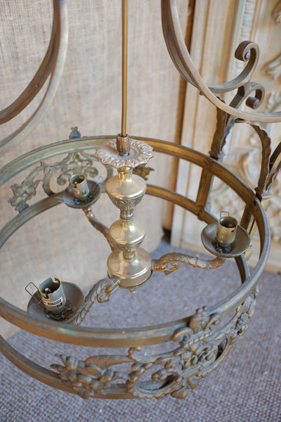Antique Victorian BRASS Gas Light Lantern Chandelier Pendant Ceiling Light