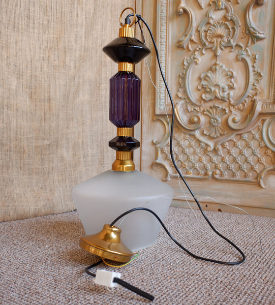 Alena Ink Blue & Frosted Glass Shade Chandelier By LIBRA Pendant Ceiling Light