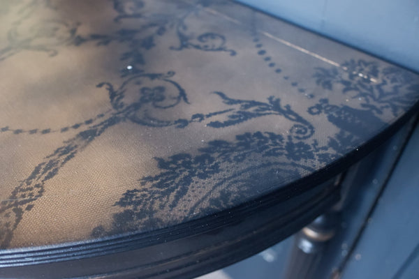 Vintage Shabby Chic Painted Lamp Sofa HALF MOON Black Hall Table