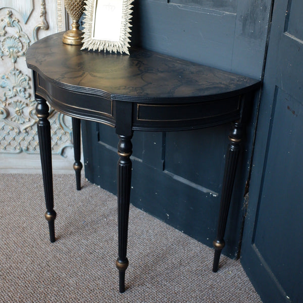 Vintage Shabby Chic Painted Lamp Sofa HALF MOON Black Hall Table