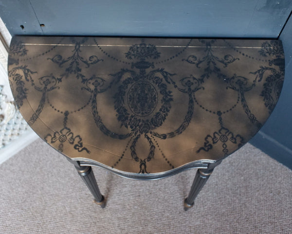 Vintage Shabby Chic Painted Lamp Sofa HALF MOON Black Hall Table