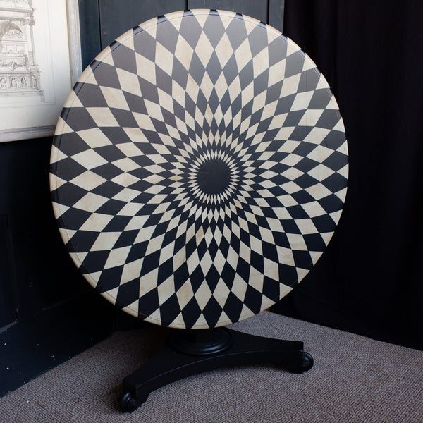 Antique Victorian Tilt Top ROUND Painted Harlequin Shabby Chic Bespoke Dining Table