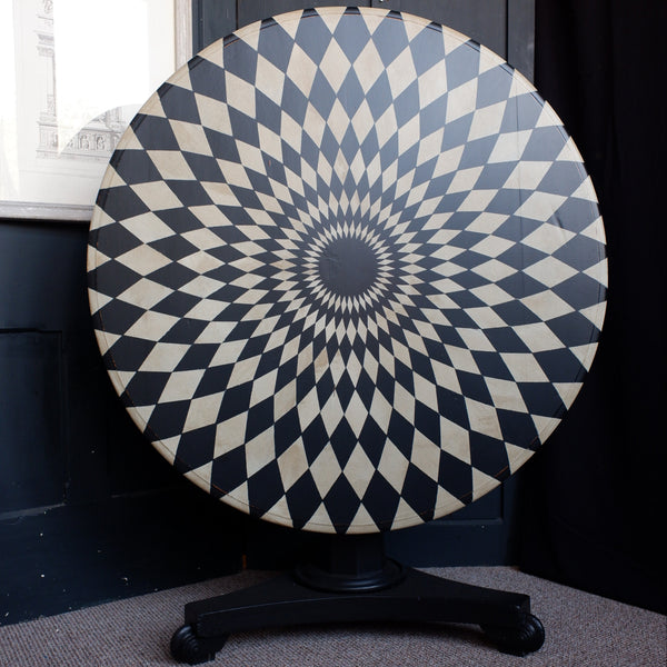 Antique Victorian Tilt Top ROUND Painted Harlequin Shabby Chic Bespoke Dining Table