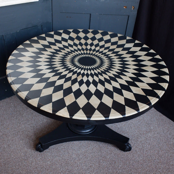 Antique Victorian Tilt Top ROUND Painted Harlequin Shabby Chic Bespoke Dining Table