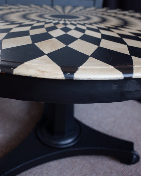 Antique Victorian Tilt Top ROUND Painted Harlequin Shabby Chic Bespoke Dining Table