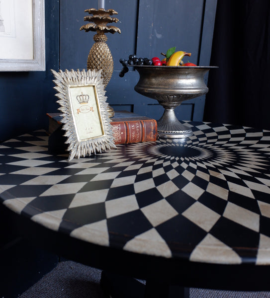 Antique Victorian Tilt Top ROUND Painted Harlequin Shabby Chic Bespoke Dining Table