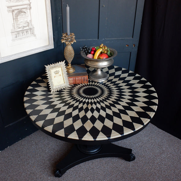 Antique Victorian Tilt Top ROUND Painted Harlequin Shabby Chic Bespoke Dining Table