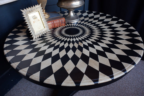 Antique Victorian Tilt Top ROUND Painted Harlequin Shabby Chic Bespoke Dining Table