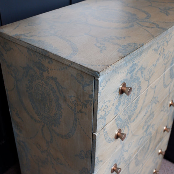 Vintage French Style Farrow & Ball Painted Tall Chest of 6 Drawers Unit Cabinet