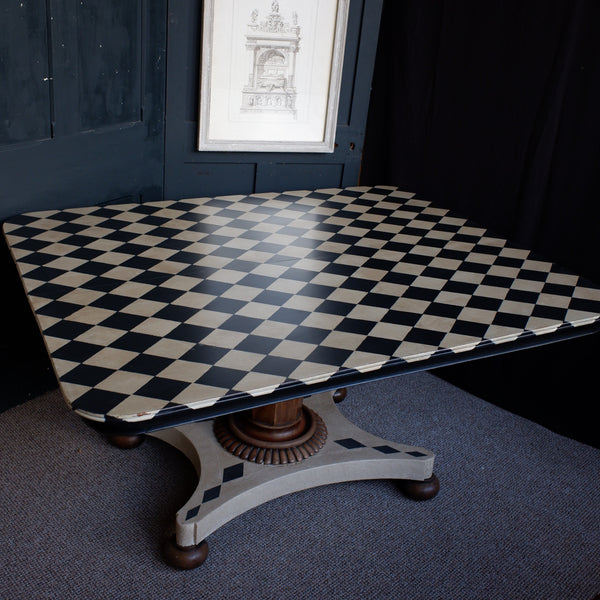 Antique Georgian/Victorian Tilt Top Rectangular Painted Harlequin Rustic Bespoke Dining Table