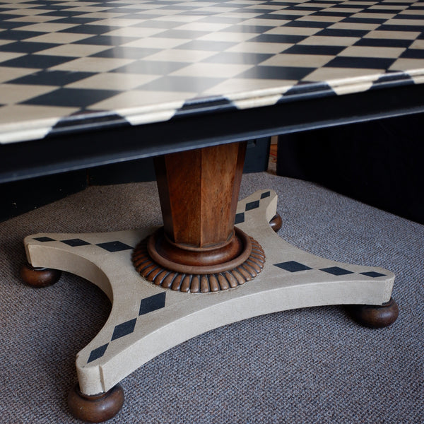 Antique Georgian/Victorian Tilt Top Rectangular Painted Harlequin Rustic Bespoke Dining Table