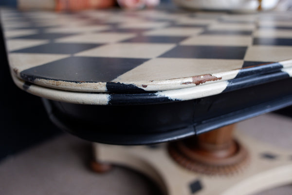 Antique Georgian/Victorian Tilt Top Rectangular Painted Harlequin Rustic Bespoke Dining Table