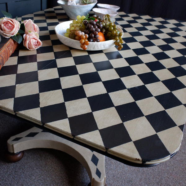 Antique Georgian/Victorian Tilt Top Rectangular Painted Harlequin Rustic Bespoke Dining Table