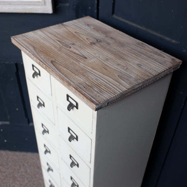 New Cream Vintage Retro Rustic Industrial Apothecary Multi Chest of 14 Drawers