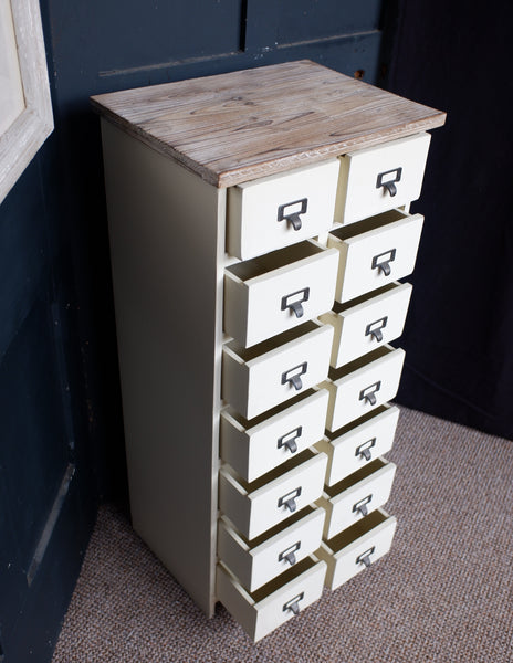 New Cream Vintage Retro Rustic Industrial Apothecary Multi Chest of 14 Drawers
