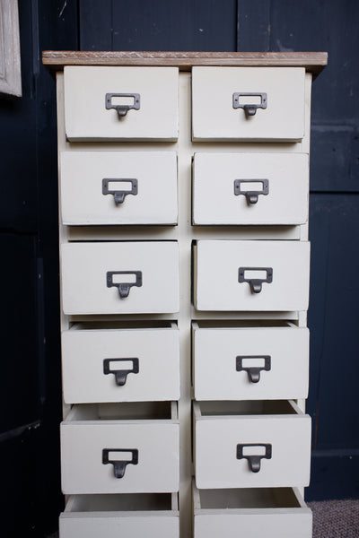 New Cream Vintage Retro Rustic Industrial Apothecary Multi Chest of 14 Drawers