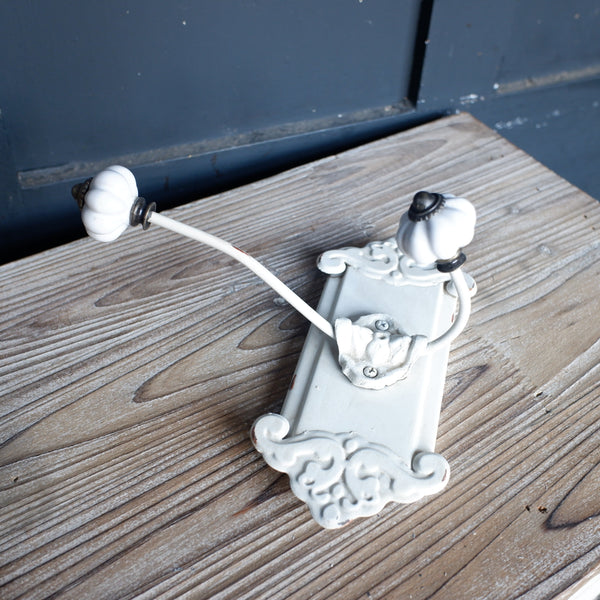 NEW French Vintage Style CREAM Coat HOOKS Metal Rustic