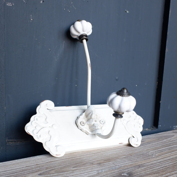 NEW French Vintage Style CREAM Coat HOOKS Metal Rustic