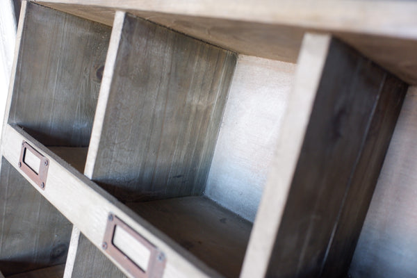 New Vintage Retro Style 6 Pigeon Hole Industrial Wall Wood Craft Cabinet w/Hooks