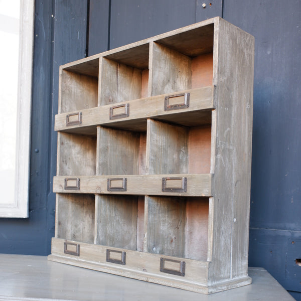New Vintage Retro Style 9 Pigeon Hole Industrial Wall Wood Craft Cabinet