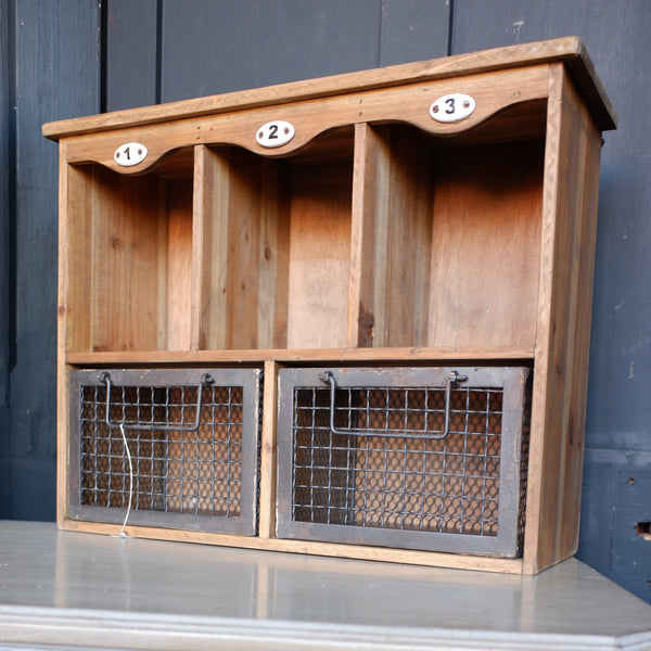 Vintage Retro Style 3 Pigeon Hole Industrial Wood Cabinet with Drawers