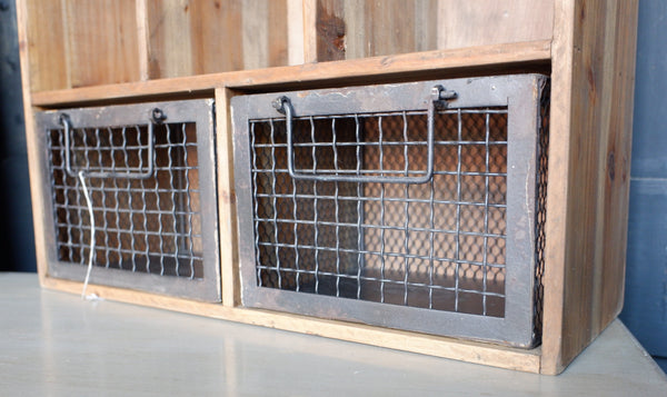 Vintage Retro Style 3 Pigeon Hole Industrial Wood Cabinet with Drawers