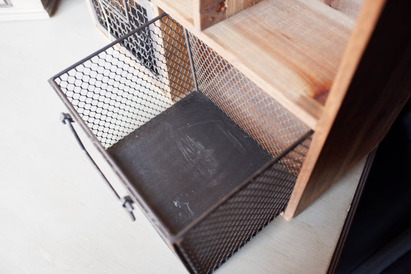 Vintage Retro Style 3 Pigeon Hole Industrial Wood Cabinet with Drawers