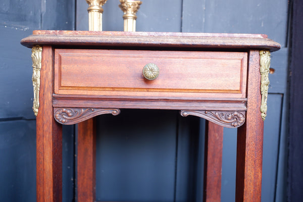 Vintage Mahogany Marble Top Pot Cupboard Bedside Cabinet Lamp Table