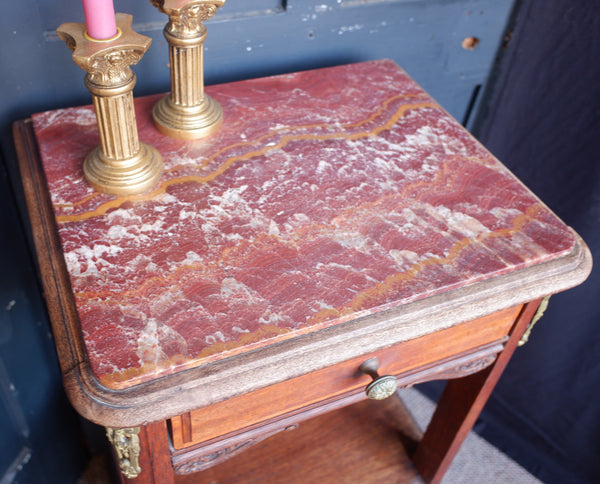 Vintage Mahogany Marble Top Pot Cupboard Bedside Cabinet Lamp Table