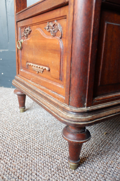 Vintage Mahogany Marble Top Pot Cupboard Bedside Cabinet Lamp Table