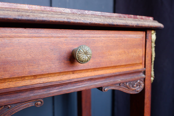 Vintage Mahogany Marble Top Pot Cupboard Bedside Cabinet Lamp Table
