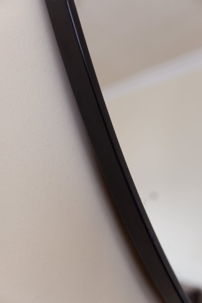 Large 115cm Black ROUND Rustic Retro Vintage Style Metal Mirror by Libra