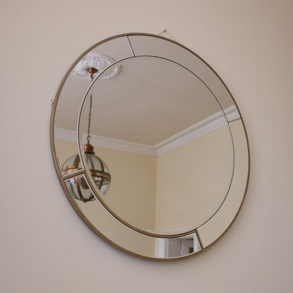 New 90cm Round MIRROR Pewter Venetian Metal Double Frame by Libra