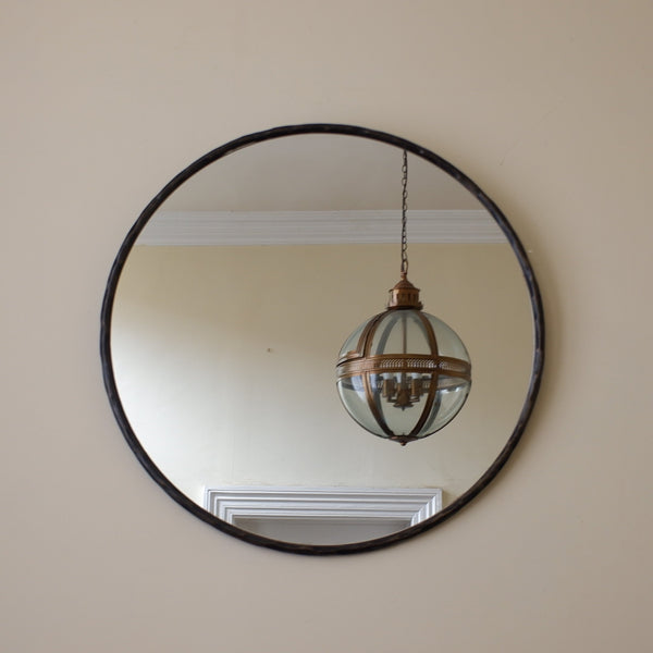 New 90cm Bronze ROUND Rustic Hammered Metal Mirror by Libra
