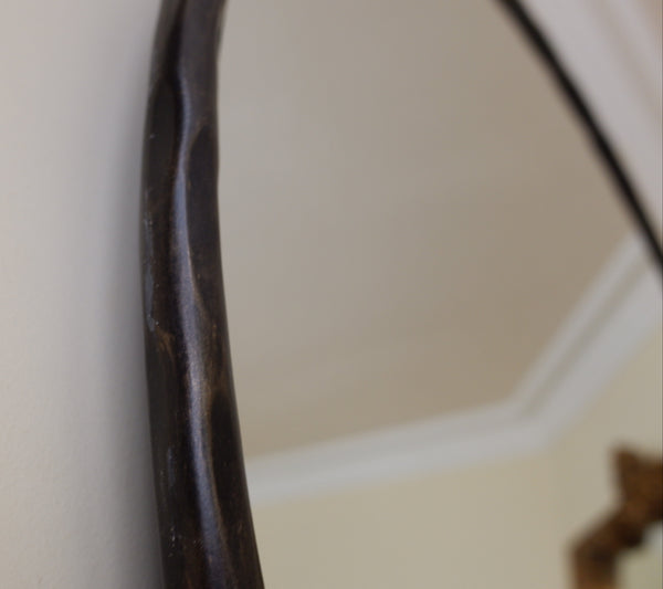 New Bronze ROUND Rustic Hammered Metal Mirror by Libra