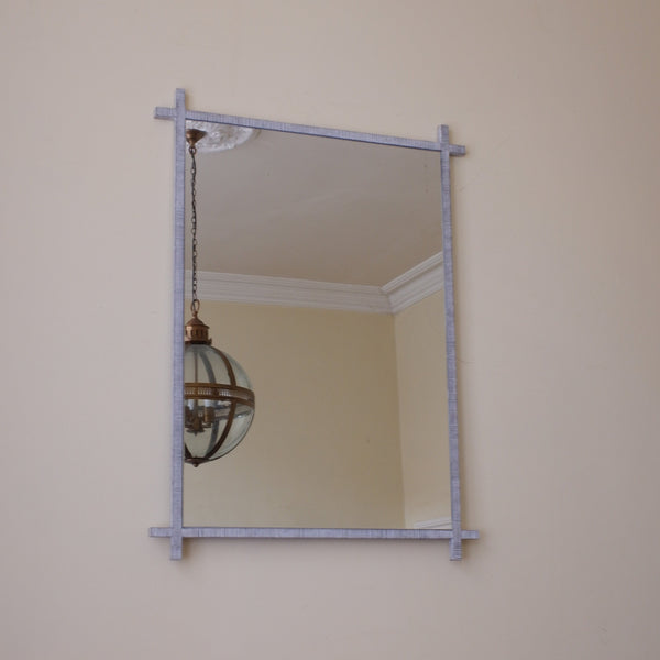 New 102x75cm White & Bronze RIBBED Rustic Metal Mirror by Libra