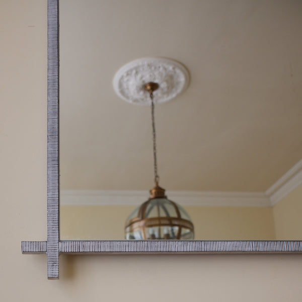 New 102x75cm White & Bronze RIBBED Rustic Metal Mirror by Libra