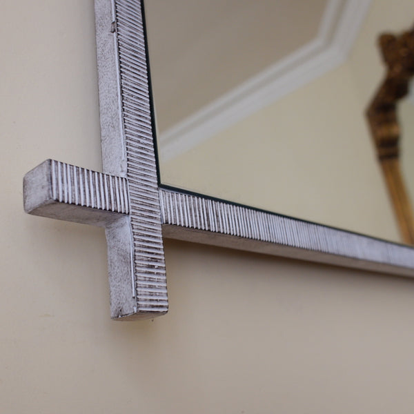 New White & Bronze RIBBED Rustic Metal Mirror by Libra