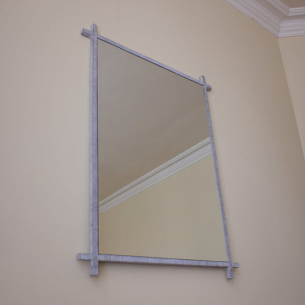 New 102x75cm White & Bronze RIBBED Rustic Metal Mirror by Libra