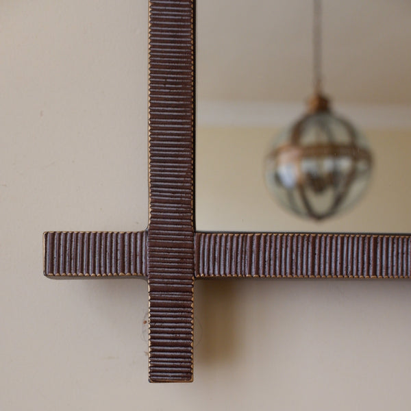 New 102x75cm Bronze RIBBED Rustic Metal Mirror by Libra