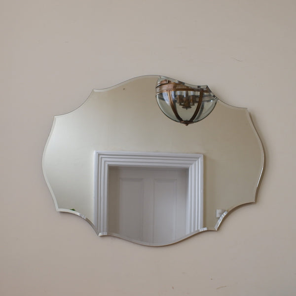 New 90x70cm Overmantel Bevelled Frameless Shaped Mirror