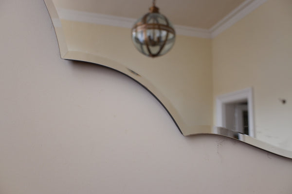 New 90x70cm Overmantel Bevelled Frameless Shaped Mirror